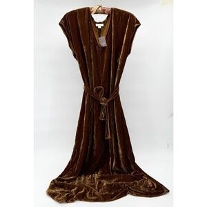 J.Jill Dress Womens Medium Brown Velvet Velour Maxi Belted Party Holiday